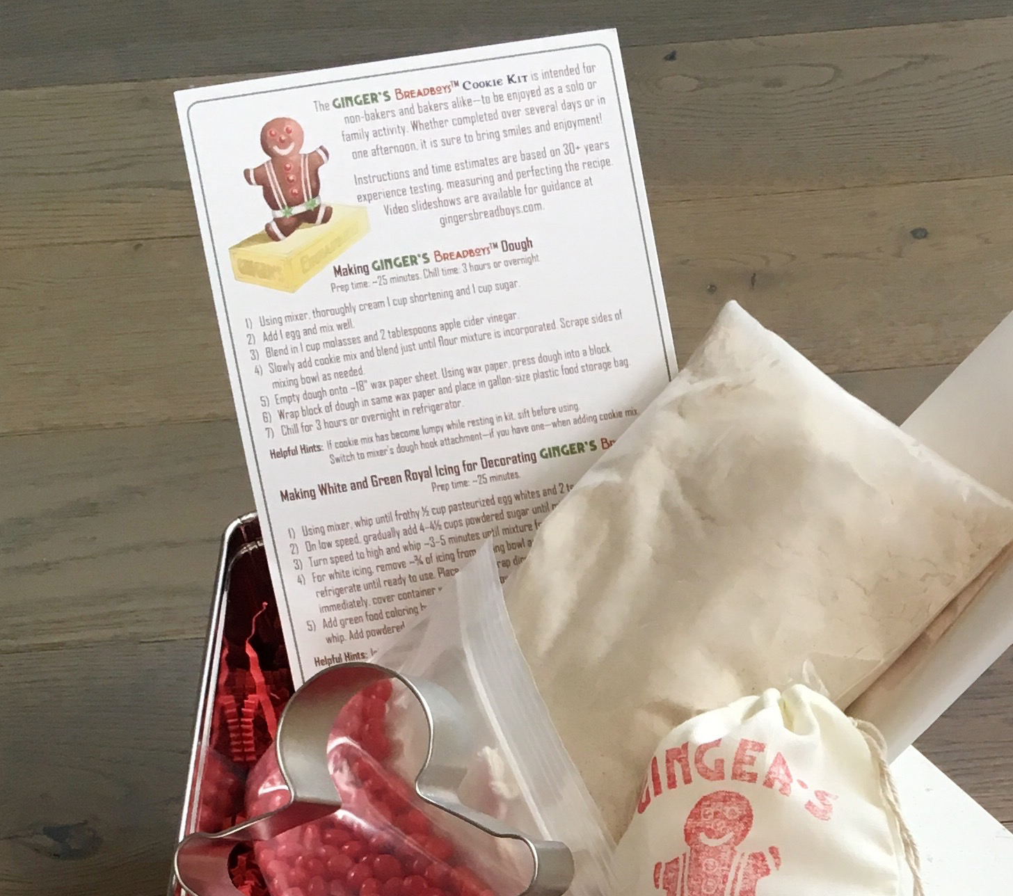 Gingerbread Recipe, cookie mix and instruction card from Ginger's Breadboys